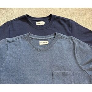 Lot 2 Taylor Stitch Mens 38 Heavy Bag Pocket T Shirt Blue Crew Neck Short Sleeve